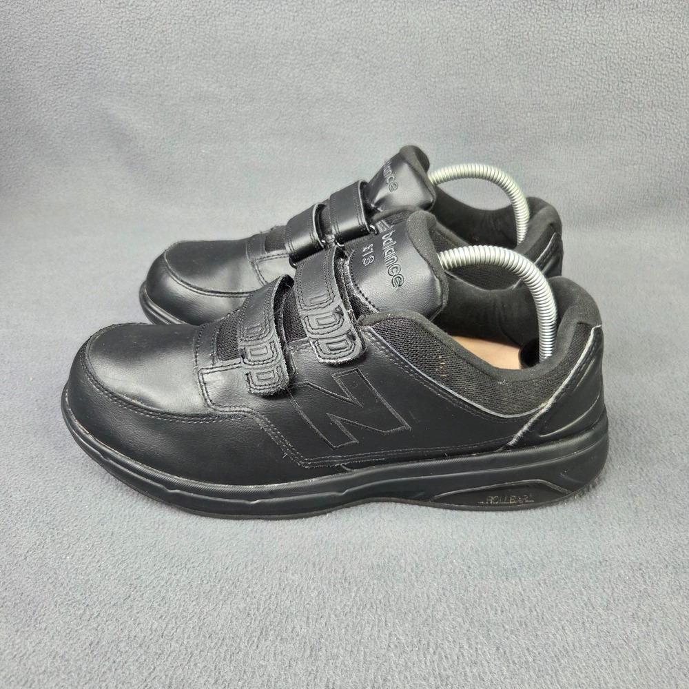 New Balance MW813HBK 813 Black Leather Comfort Hook Loop Shoes Men's Sz 10 2E